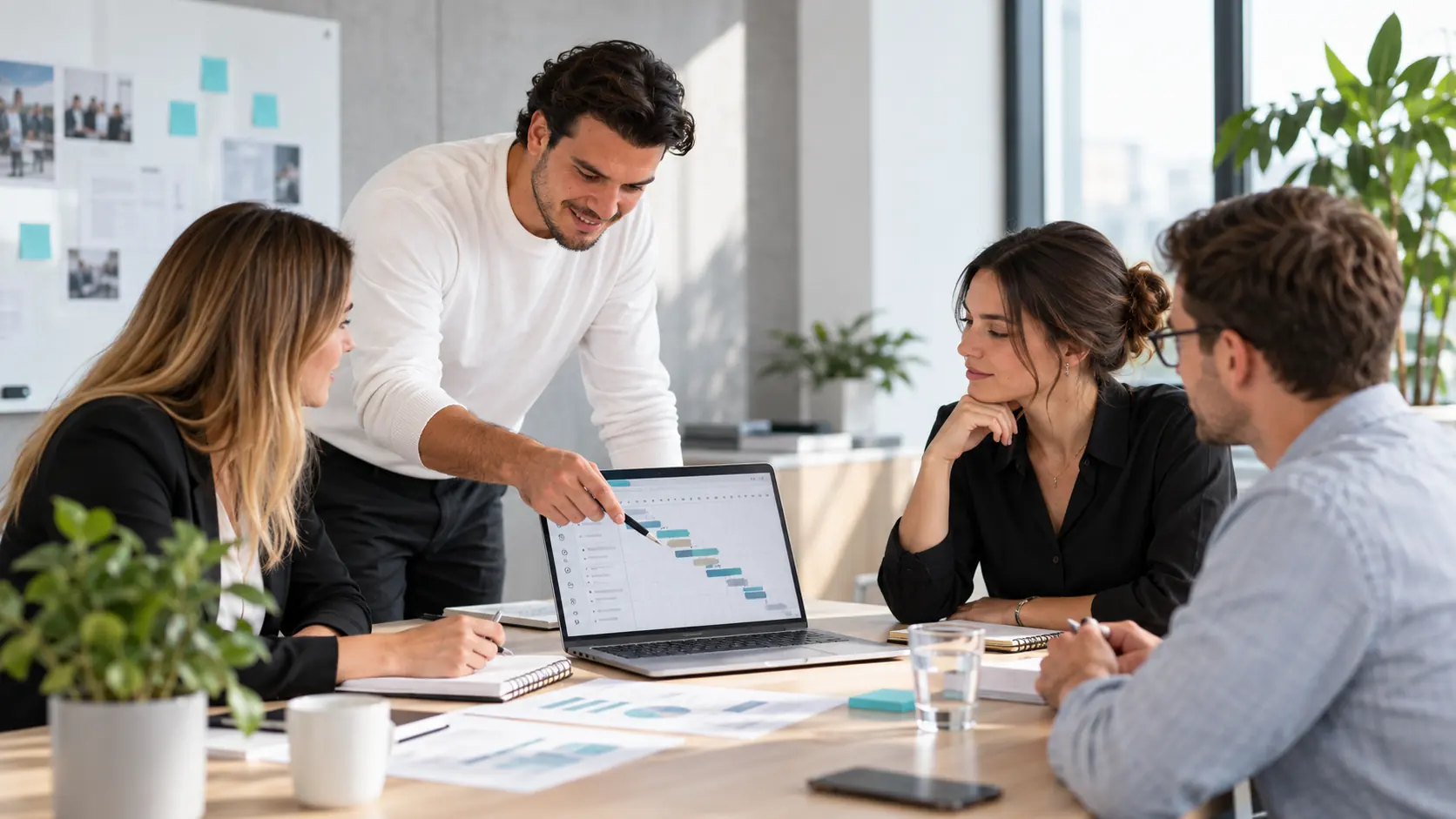 Projektbesprechung mit Zeitplan